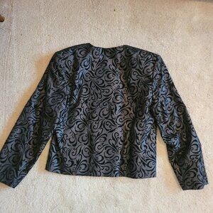 Koret 80s vintage velvet floral  trim crop jacket blazer black 10